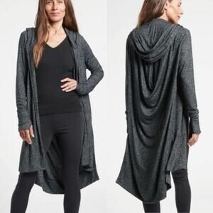 Athleta Harmony Wrap Cardigan Dark Heathered Grey Sz S | Flowy Athleisure Casual